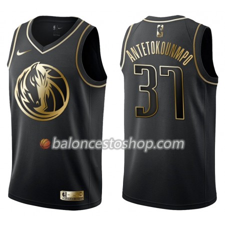 Camiseta Hombre NBA Dallas Mavericks Kostas Antetokounmpo 37 Nike Negro Golden Edition Swingman